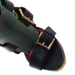 Pre Owned صندل اليكساندر ماكوين بلكسي بلاك أسود بسيور ونعل سميك مقاس 39