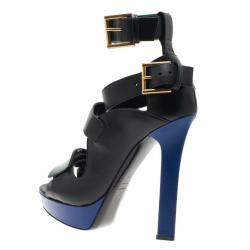 Alexander McQueen Black Plexi Plaque Strappy Sandals Size 37