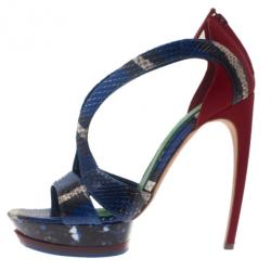 Pre Owned Alexander McQueen Multicolor Python Armadillo Platform Sandals Size 40