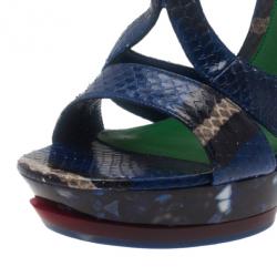Pre Owned Alexander McQueen Multicolor Python Armadillo Platform Sandals Size 40