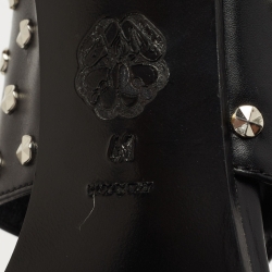 Pre Owned Alexander McQueen Black Studded Leather Cutout Sandals Size 41