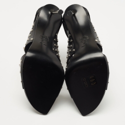 Pre Owned Alexander McQueen Black Studded Leather Cutout Sandals Size 41