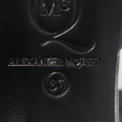 Pre Owned Alexander McQueen Black Leather Lana Razor Ankle Cuff Sandals Size 37