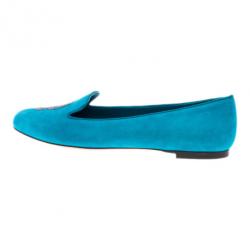 Pre Owned Alexander McQueen Blue Suede Skull Smoking Slippers Size 40