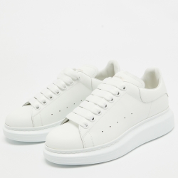 Pre Owned Alexander McQueen White Leather Larry Sneakers Size 38