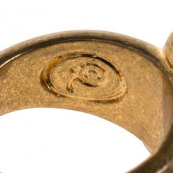 Pre Owned Alexander McQueen Gold Pearl Crown Skull Ring Size 50.5