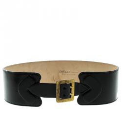 Pre Owned حزام وسط أليكساندر ماكوين جلد أسود 75 سم
