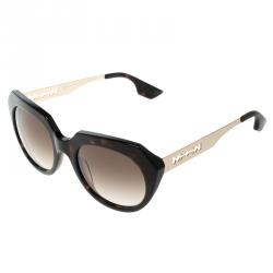 Pre Owned Alexander MCQueen Dark Brown Tortoise MCQ 0017/S Cat Eye Sunglasses