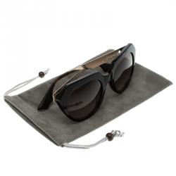 Pre Owned Alexander MCQueen Dark Brown Tortoise MCQ 0017/S Cat Eye Sunglasses