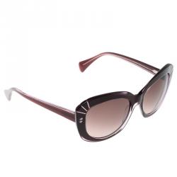 Pre Owned Alexander McQueen Purple AMQ 4214/S Cat Eye Sunglasses