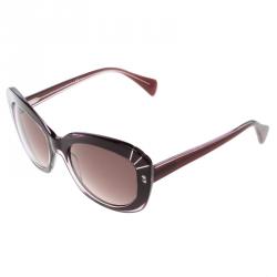 Pre Owned Alexander McQueen Purple AMQ 4214/S Cat Eye Sunglasses
