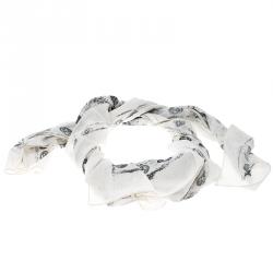 Pre Owned Alexander McQueen Off White Sprayed Skull Printed Cotton Scarf