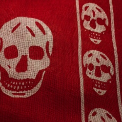 Pre Owned وشاح أليكساندر ماكوين شراشيب كشمير مودال طباعة جمجمه أحمر