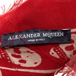 Pre Owned وشاح أليكساندر ماكوين شراشيب كشمير مودال طباعة جمجمه أحمر