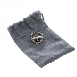 Pre Owned Alexander McQueen Jewelled Eye Gold Tone Ring Size 54.5