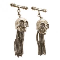 Pre Owned Alexander McQueen Skull Tassel  Silver Plated Cufflinks