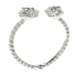 مملوكة مسبقًا Alexander McQueen Twin Crystal Embedded Skull Silver Tone Open Cuff Bracelet