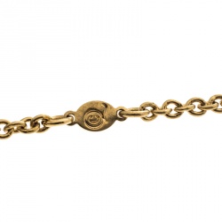 Pre Owned Alexander McQueen Crystal Embedded Gold Tone Skull Pendant Necklace