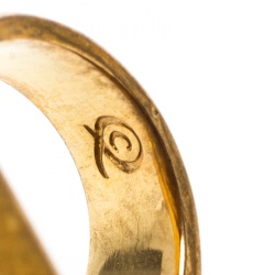 Pre Owned Alexander McQueen Crystal Embedded Skull Perched Bird Gold Tone Ring Size 52