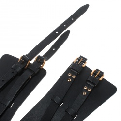 مملوكة مسبقًا Alexander McQueen Black Leather Wide Waist Belt 85cm