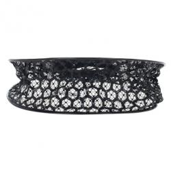Alexander McQueen Black Patent Leather and Lace Beekeeper Visor S