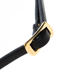 Pre Owned MCQ Alexander McQueen Mini Electro Bunny Enamel Black Leather Wrap Bracelet