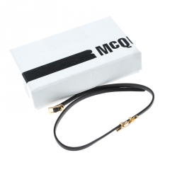 Pre Owned MCQ Alexander McQueen Mini Electro Bunny Enamel Black Leather Wrap Bracelet