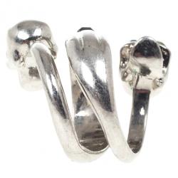 Alexander McQueen Spiral Twin Skull With Black Crystals Ring Size 53