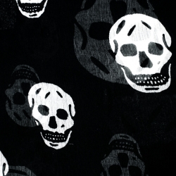 Pre Owned Alexander McQueen Black and White Skull Print Silk Chiffon Scarf