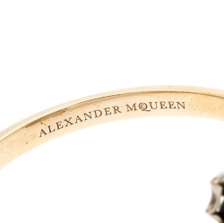 Pre Owned Alexander McQueen Gold Tone Crystal Embellished Beetle Cuff Bracelet S