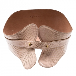Pre Owned Alexander McQueen Beige Python Waist Belt 75CM