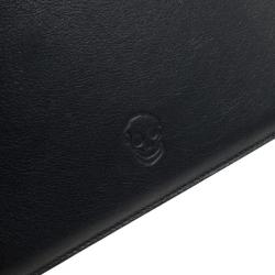 Pre Owned Alexander McQueen Black Leather Skull Embossed iPad Case
