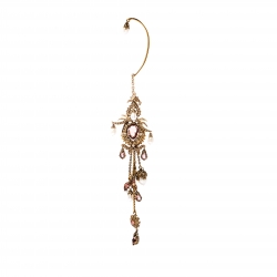Pre Owned Alexander McQueen Crystal Faux Pearl Embellished Single Hoop Cuff Earring
