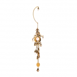 Pre Owned Alexander McQueen Crystal Faux Pearl Embellished Single Hoop Cuff Earring