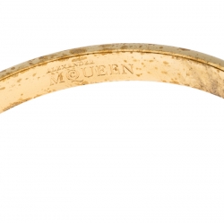 Pre Owned Alexander McQueen Pink Enamel 3D Skull Gold Tone Bangle Bracelet