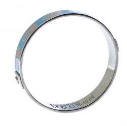 Pre Owned Alexander McQueen Blue Skull Enamel Silver Tone Bangle Bracelet