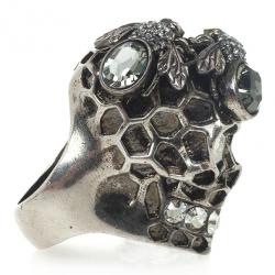 Alexander McQueen Honeycomb Skull Cocktail Ring Size 53