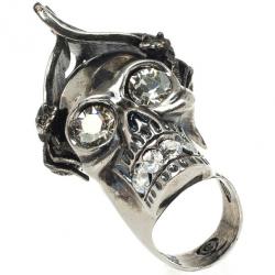Pre Owned Alexander McQueen Bee Punk Skull Ring Size 52