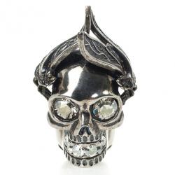 Pre Owned Alexander McQueen Bee Punk Skull Ring Size 52