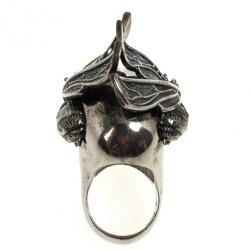 Pre Owned Alexander McQueen Bee Punk Skull Ring Size 52