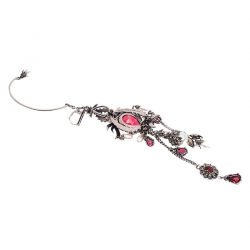 Pre Owned Alexander McQueen Faux Pearl and Crystal Embellished Single Hoop Cuff Earring