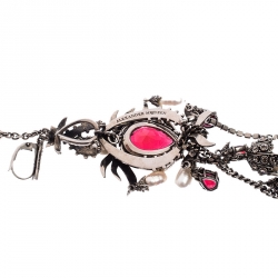 Pre Owned Alexander McQueen Faux Pearl and Crystal Embellished Single Hoop Cuff Earring