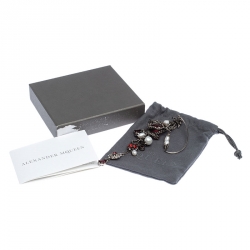 Pre Owned Alexander McQueen Faux Pearl and Crystal Embellished Single Hoop Cuff Earring