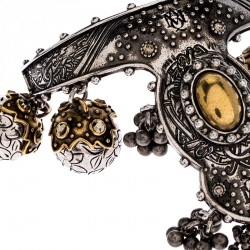 Alexander McQueen Crystal Two Tone Metal Charm Ring Bracelet