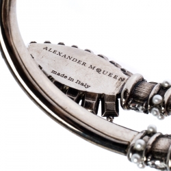 Alexander McQueen Jewelled Eye & Hand Wrap Silver Tone Cuff Bracelet S