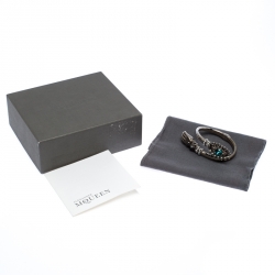 Alexander McQueen Jewelled Eye & Hand Wrap Silver Tone Cuff Bracelet S