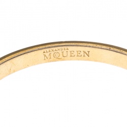 Pre Owned Alexander McQueen Black Enamel 3D Skull Narrow Bangle Bracelet