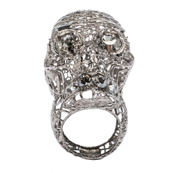 مملوكة مسبقًا خاتم أم سي كيو أليكساندر ماكوين جمجمة مخرم كريستال و مطلي فضة مقاس EU 52.5