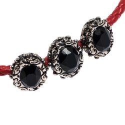 مملوكة مسبقًا سوار أليكساندر ماكوين قابل للضبط جلد مضفر أحمر كريستال Friendship  حلية قلب