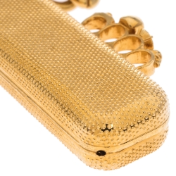 Pre Owned Alexander McQueen Knuckle Clutch Charm Gold Tone Keychain